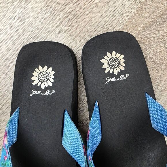 Yellow Box Flamengo Tropical Patern Flip Flop Sandals Size 10 - Picture 7 of 9
